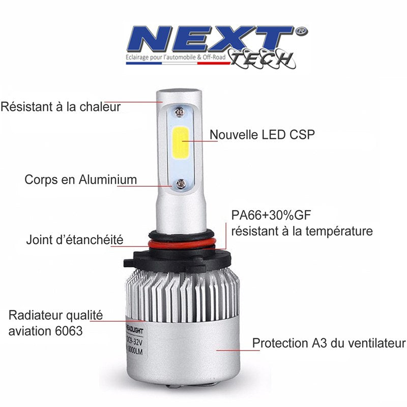 Ampoules LED ventilées HB3 9005 75W blanc - Next-Tech
Résistant à la chaleur, corps en aluminium, joint d'étanchéité, radiateur qualité aviation 6063, protection A3 du ventilateur.