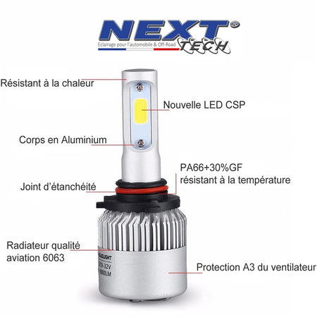 Ampoules LED ventilées HB3 9005 75W blanc - Next-Tech
Résistant à la chaleur, corps en aluminium, joint d'étanchéité, radiateur qualité aviation 6063, protection A3 du ventilateur.