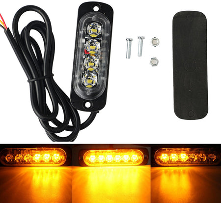 Feu de pénétration signalisation flash 12/24V 12W à 4LED - Orange
Feu de signalisation LED orange avec 4 modules LED puissants, installé sur support noir, prêt à être fixé sur un véhicule ou un engin.