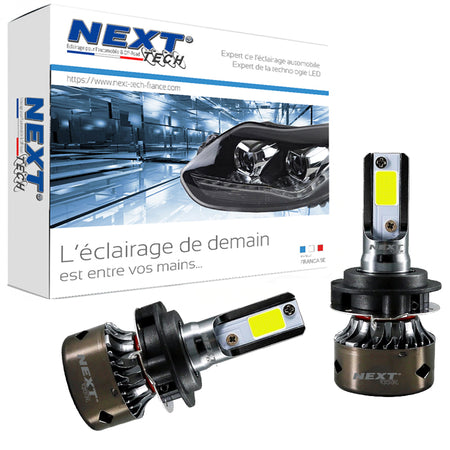 Kit d'ampoules LED H7 de 55W de la marque Next Tech Swiss pour Audi A3 8P Sportback de 1996 à 2007, avec un boîtier noir et bleu pour un éclairage avancé.