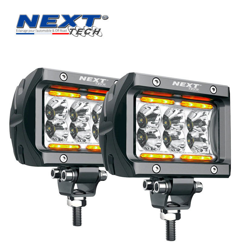 Feux de travail LED 100mm 20W DRL orange de Next Tech Swiss - Projecteur à LED robuste et compact monté sur le véhicule pour éclairage supplémentaire