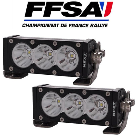 Feux LED de virage rallye homologués FFSA à 30W et 280mm de Next Tech Swiss