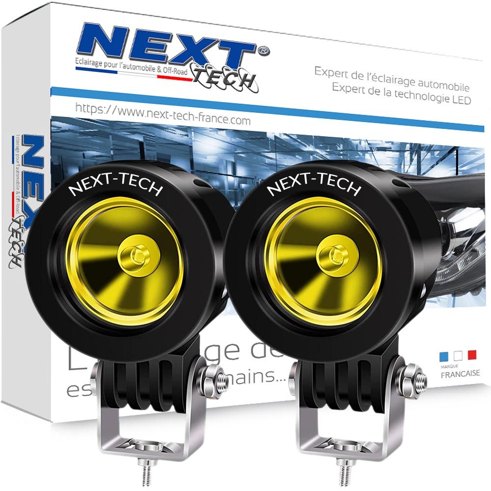 Projecteurs additionnels LED jaune pour moto de la marque Next Tech Swiss