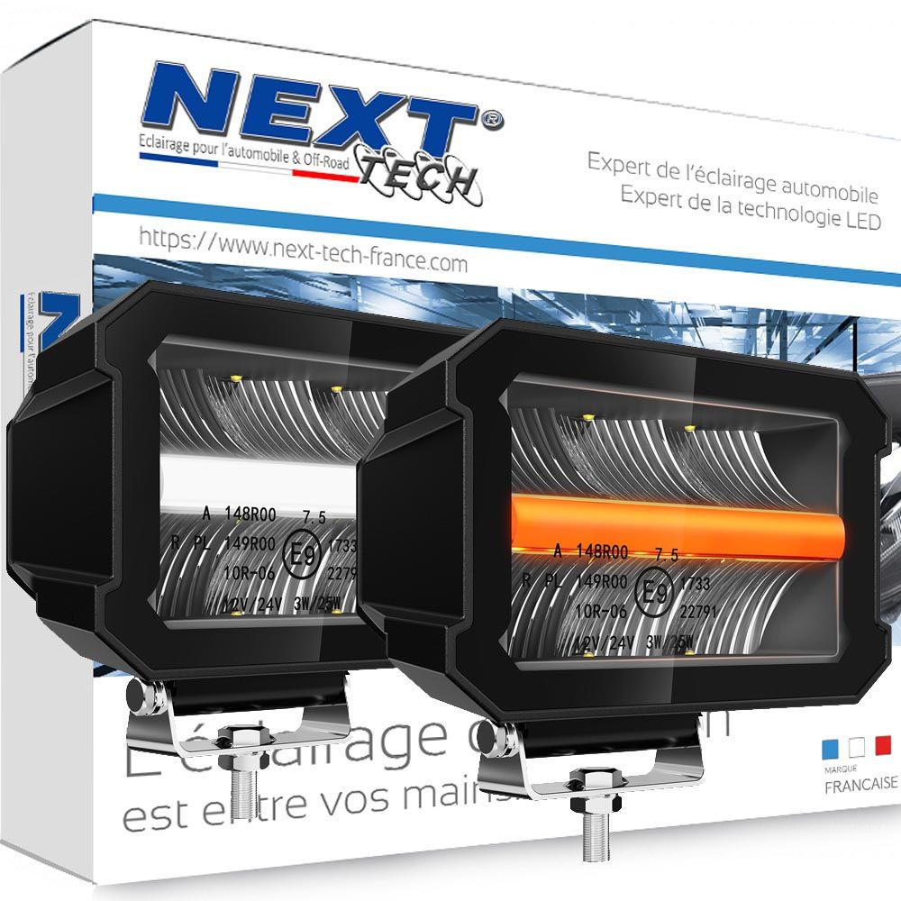 Puissants feux LED pour 4x4 et camion avec DRL orange et blanc de la marque Next Tech Swiss