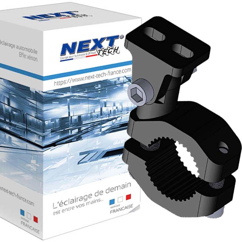 Support de phare articulé pour moto avec fixation sur crash bars, disponible chez Next Tech Swiss