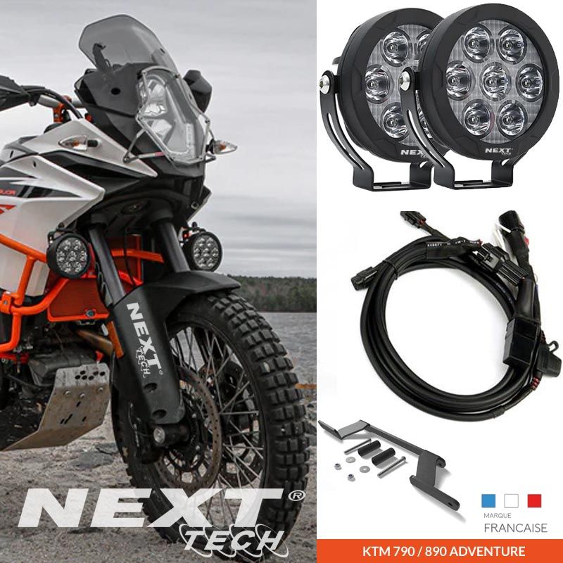 Phares LED de qualité supérieure ultra puissants pour moto KTM Trail Adventure, offrant une visibilité et une sécurité accrues sur la route.