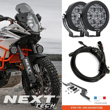 Phares LED de qualité supérieure ultra puissants pour moto KTM Trail Adventure, offrant une visibilité et une sécurité accrues sur la route.